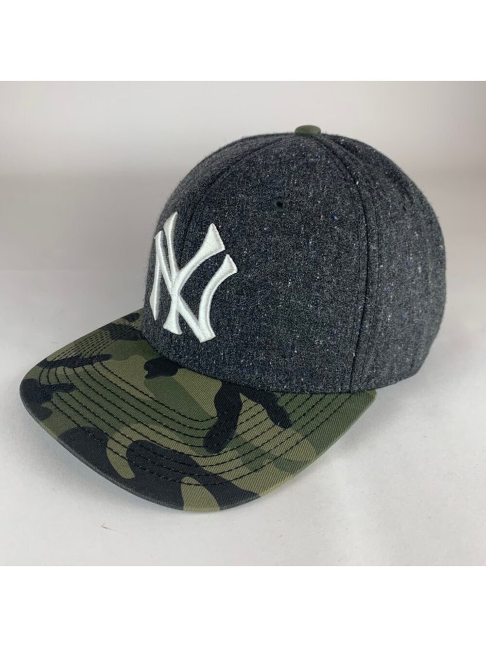 New York Yankees Retro Gray Green Camo American Needle Wool Blend Snapback Hat